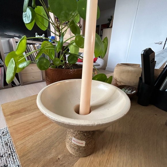 MCM stoneware pottery candleholder/vase/in Pieter Groeneveldt Style/Made Holland - Picture 2 of 7